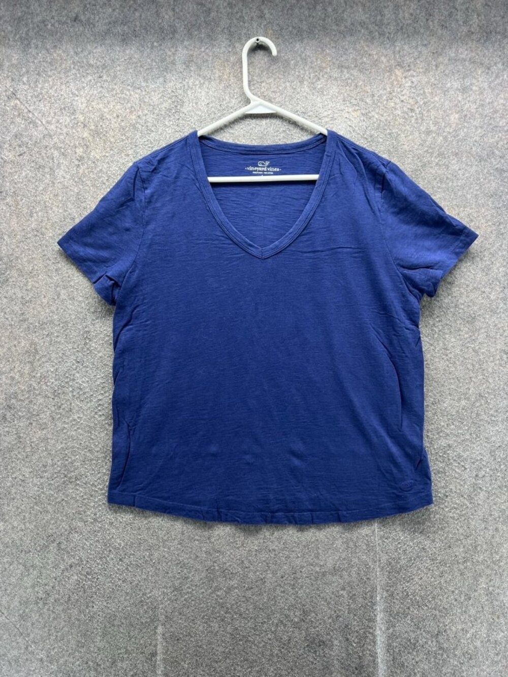 Vineyard Vines Shirt Women Large Blue V Neck Short Sleeve Jersey Tee